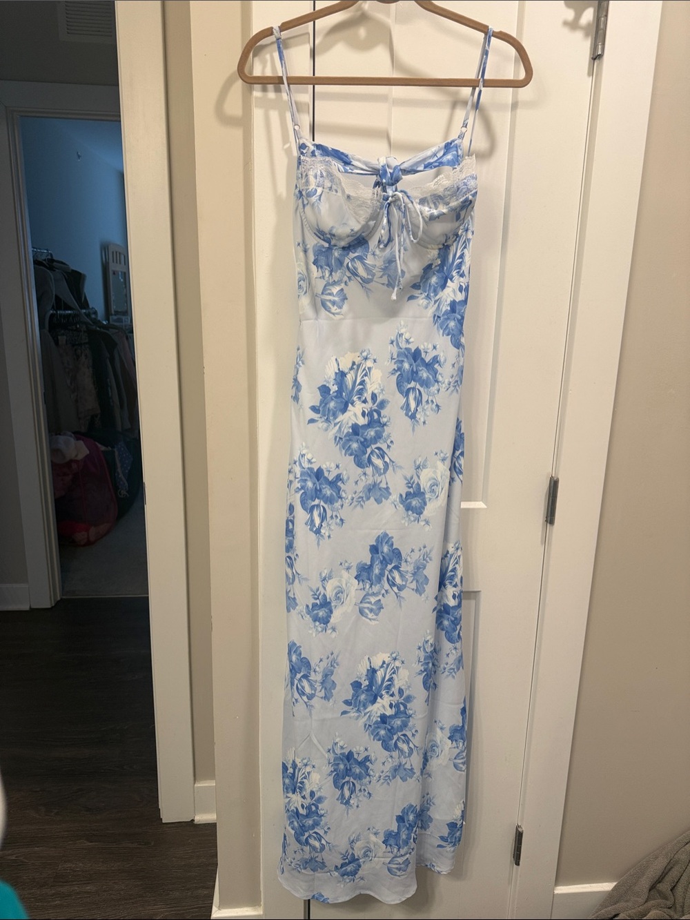 Princess Polly Light Blue and White Floral Maxi Slip Dress - Picture 3 of 9